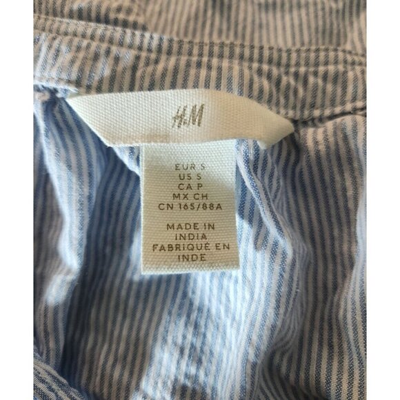 H&M Cotton Blend Striped Blouse Blue Small - Picture 3 of 4